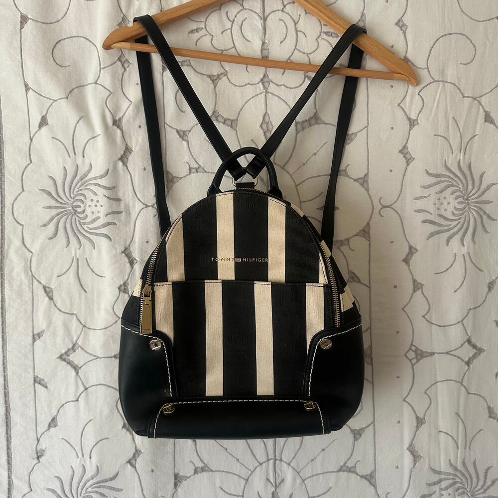 Tommy Hilfiger Striped Canvas Mini Backpack Preppy Coastal